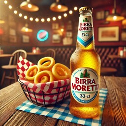 Promo ! Onion rings 8 pz + birra Moretti cl 33